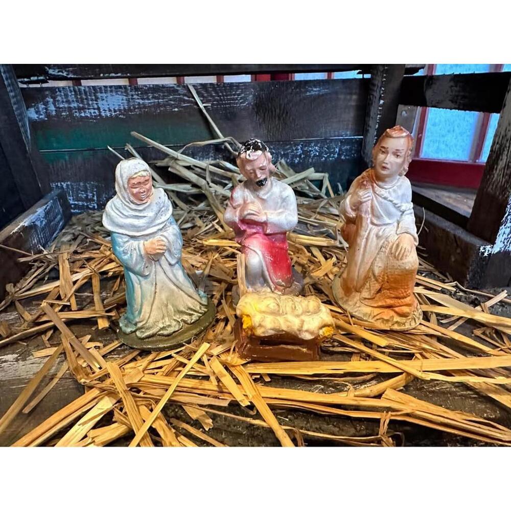 Vintage Nativity SET 4 pcs Figurines - Stable not included 3”